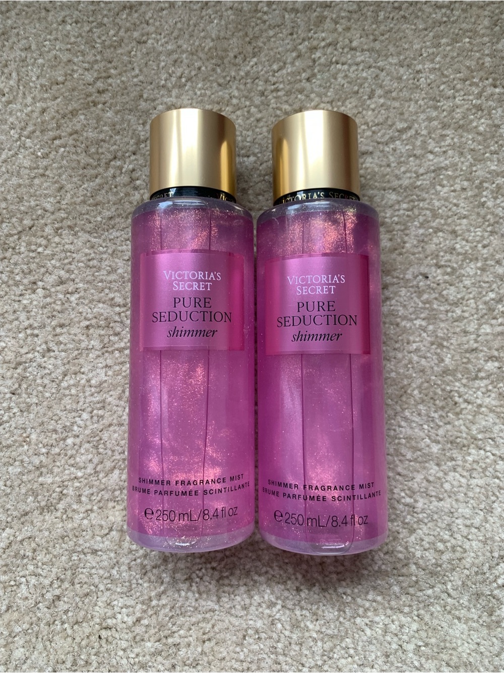 Victoria's Secret Pure Seduction Shimmer Body Mist — Pink with Gold Cap